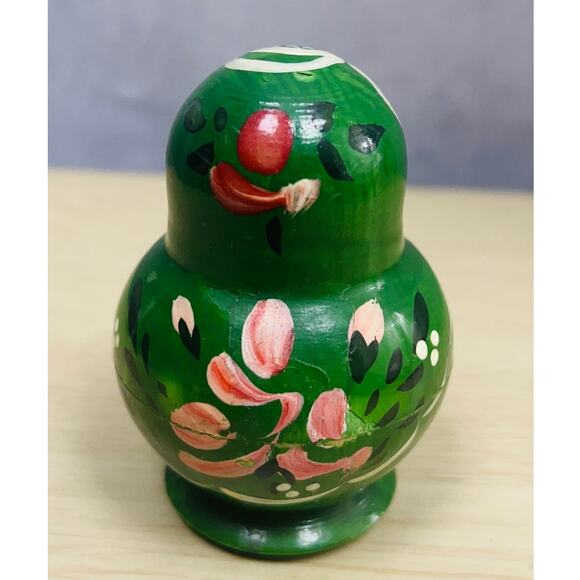 Russian Nesting Matryoshka Dolls 5 Set Hand Painted Green Pink Floral Stacking - Picture 5 of 5